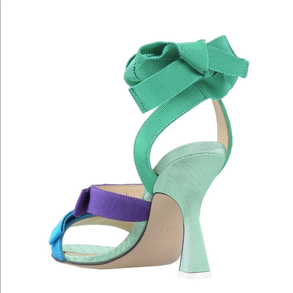 The Attico Multi-Colored Ribbon Leather Strap Design Green/Purple/Blue Sandals View 3
